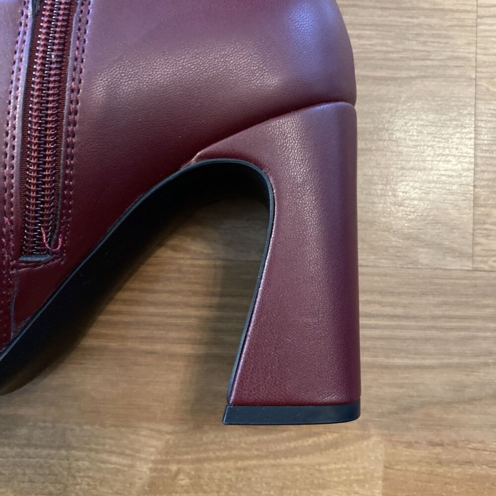 Steve Madden Womens Lamarca Knee High Block-Heel Stretch Boots Burgundy 9.5 NIB - Picture 7 of 13